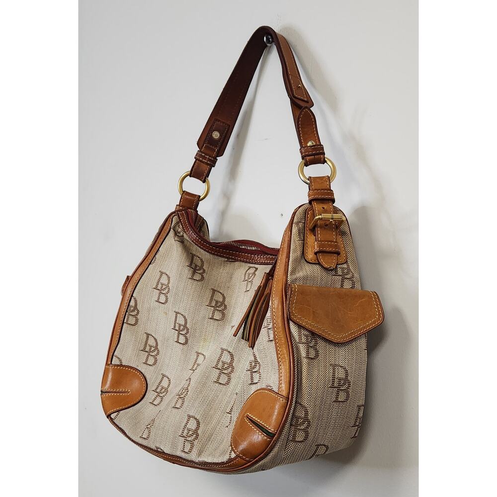 Dooney & Bourke Womens Cloth Trimmed in Leather hobo Handbag - Picture 3 of 11